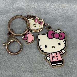 Sanrio Hello Kitty Cafe Keychain Pink Enamel Charms Donut‎ Cupcake